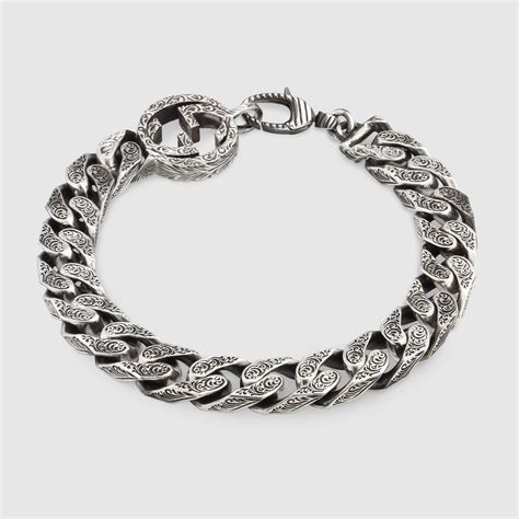 gucci interlocking g silver chain bracelet|silver bracelet with interlocking g.